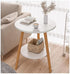 2-Tier Side Table Round Bedside Table White Nightstand Modern End Table Coffee End Table for Living Room