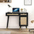 Anmytek Rattan Vanity Desk with Drawers and Storage, Black Makeup Vanity Table Modern Home Office