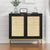 Anmytek Storage Cabinet with 2 Doors, Rattan Sideboard Cabinet Modern Buffet Sideboard Withe Shelf Black