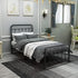 Twin Platform Bed Frame with Vintage Headboard and Footboard Metal Single Bed Frame