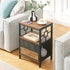 MNEETRUNG End Table, Side Table with Storage, Bedside Tables with Door, 3-Tier Nightstand for Small Space