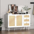 Anmytek Rattan Sideboard, Farmhouse Buffet Cabinet with Storage and Drawers