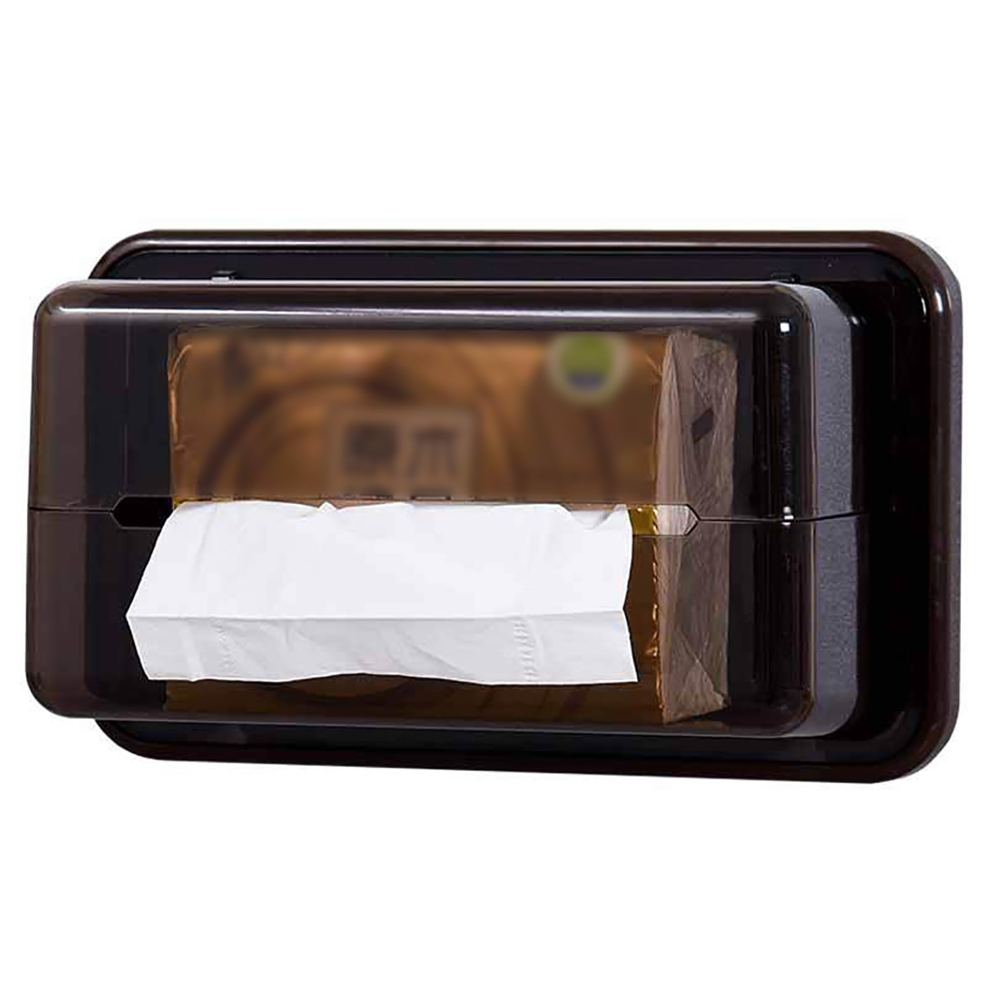 Version 1.0.0 Cetomo Magnetic Plastic Tissue Holder, Toilet Paper Dispenser for Bathroom Kitchen Bedside, Dustproof No Drilling Wall Mounted, Clear Brown - Image 1