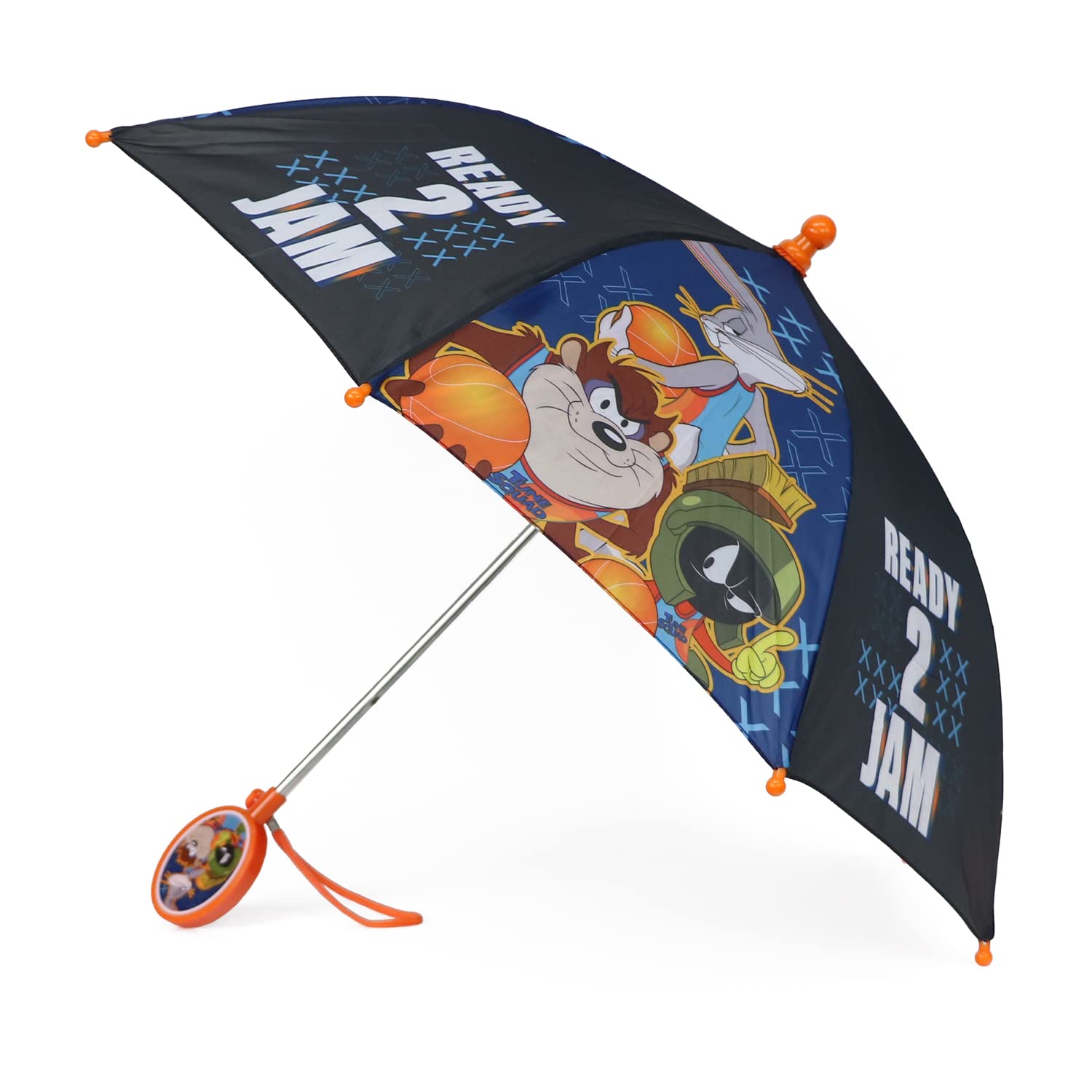 Version 1.0.0 Mickey Mouse, Batman and Space Jam Kids Stick Umbrella with Clamshell Handle Toddler and Little Boy Rain Wear for Ages 3-6 (Space Jam) - Image 1
