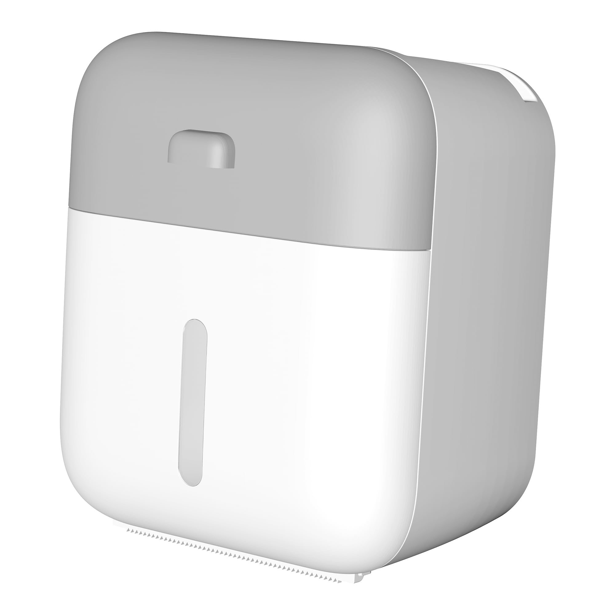 Version 1.0.0 Cetomo Plastic Toilet Paper Holder, Wall Mounte Tissue Dispenser with Black Drawer and Top Storage Groove, One-Touch Opening and Closing Multifunction Waterproof No Drilling White - Image 1