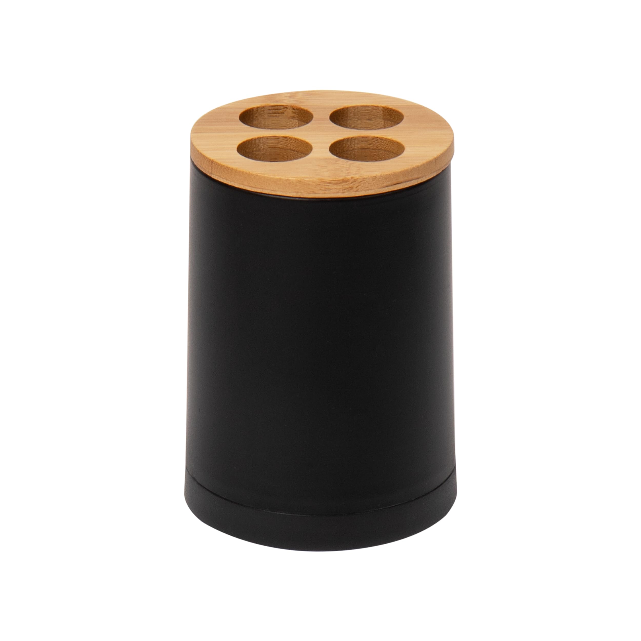 Version 1.0.0 Maison Sucasa Toothbrush Holder for Bathroom, Countertop, Bathroom Accessory, Plastic and Rayon from Bamboo, Black - Image 1