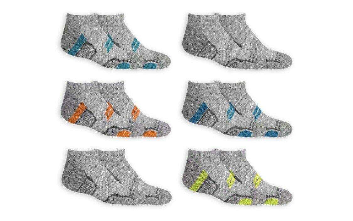 Version 1.0.0 Fruit of the Loom Boys' 6 Pack No Show Eveyday Active Socks (Large (Shoe Size: 3-9), Grey) - Image 1