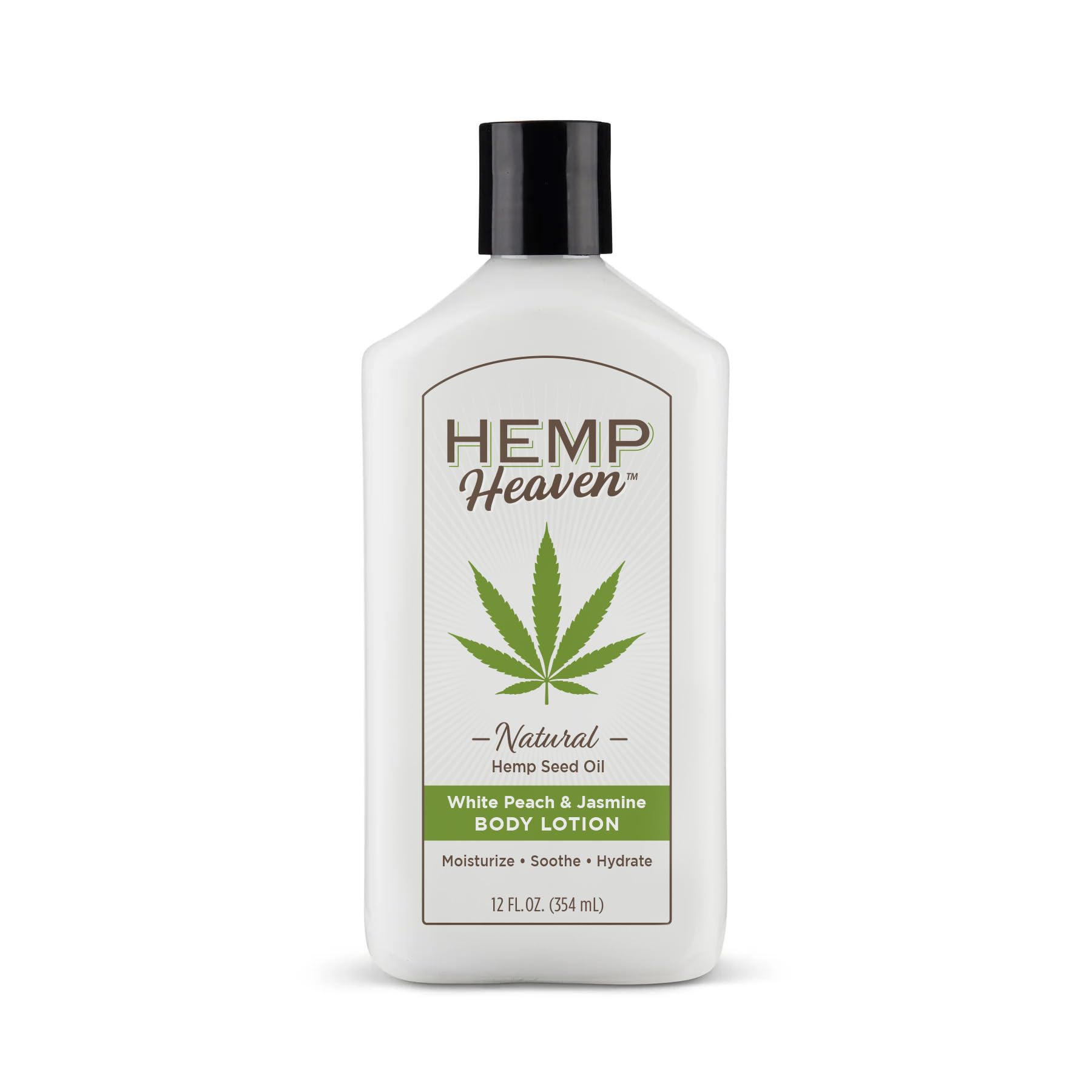 Version 1.0.0 Hemp Heaven Body Lotion White Peach & Jasmine Scent - 12 oz - Moisturizing Body Lotion for Dry Skin with Natural Hemp Seed Oil and Nourishing Vitamins - Made in USA - Image 1
